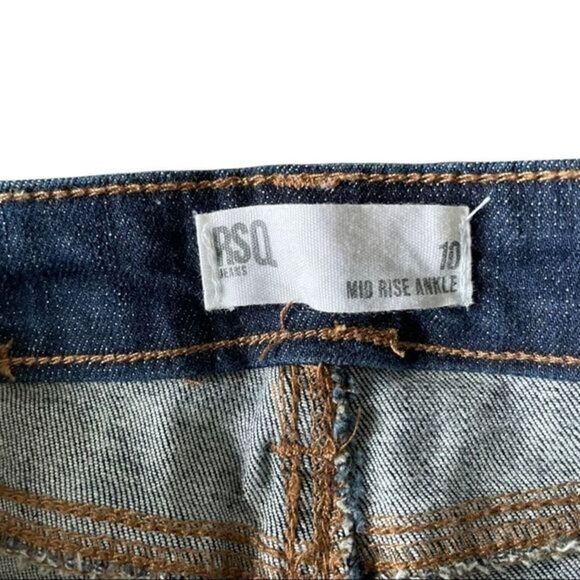 RSQ Mid Rise Skinny Exposed Button Ripped Dark Wash Jeans Size 10 - Picture 6 of 12